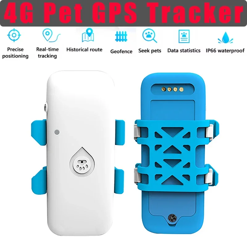 4G Dog Cat GPS Tracker for Realtime Pets GPS Locator Remote Location Tracking Anti-Lost Animal Finder IP67 Smart Pet Trackers