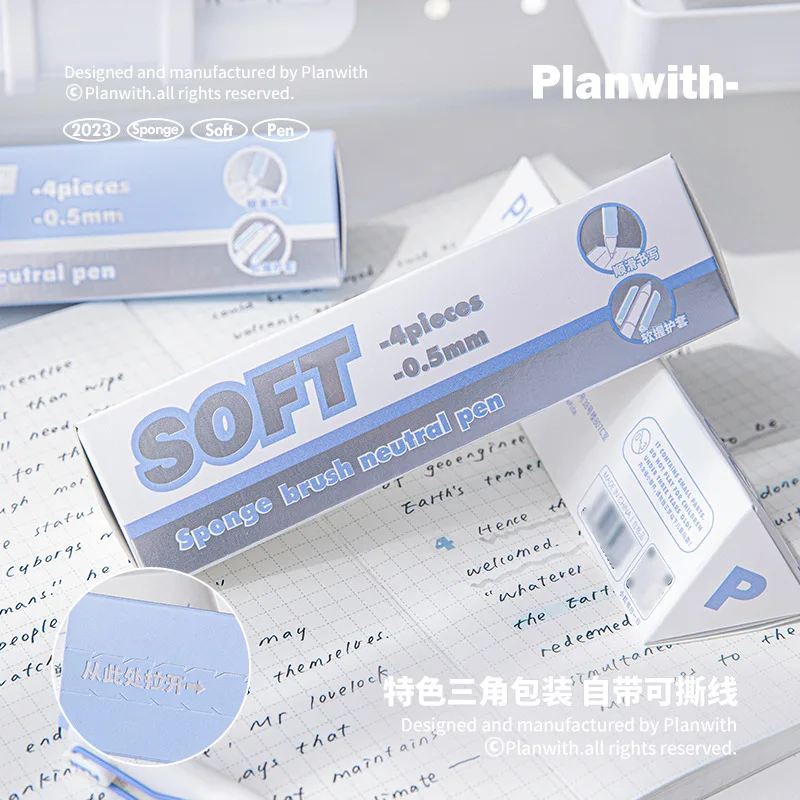 Planwith Sponge Soft Grip Pen Set 0.5mm Ins Style Quick Drying Black Gel Pens, Lightweight Cloud Not Scratchy Sign Writing Tools