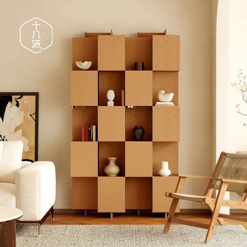 Eighteen-Piece Corrugated Cardboard Round Screen, Living Room Folding And Movable Screen, New Chinese-Style Entrance Partition,