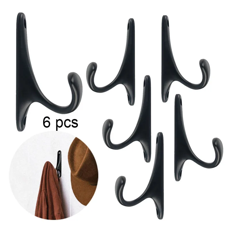 

6pcs Zinc alloy Wall Mounted Hook Rustic Key Coat Bag Hat Hanger Robe Hooks Hanging Kitchen Bathroom Room Coat Rack Hooks