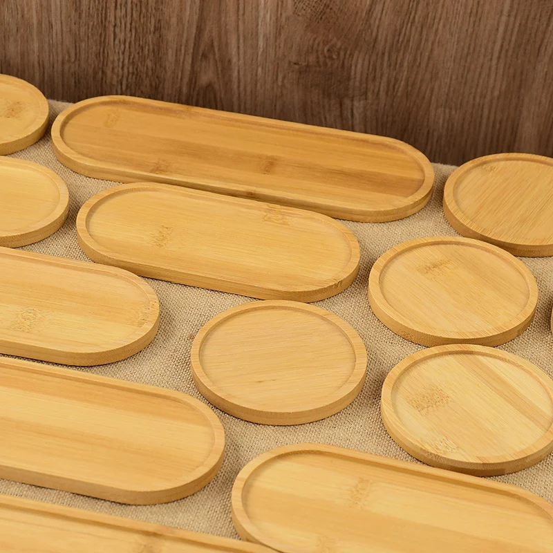 Solid Wood Food Rectangle Tray Dessert Plate Wood Round Plant Pallet Bathroom Kitchen Shampoo Tray Snacks Tea Pallet Bread Board