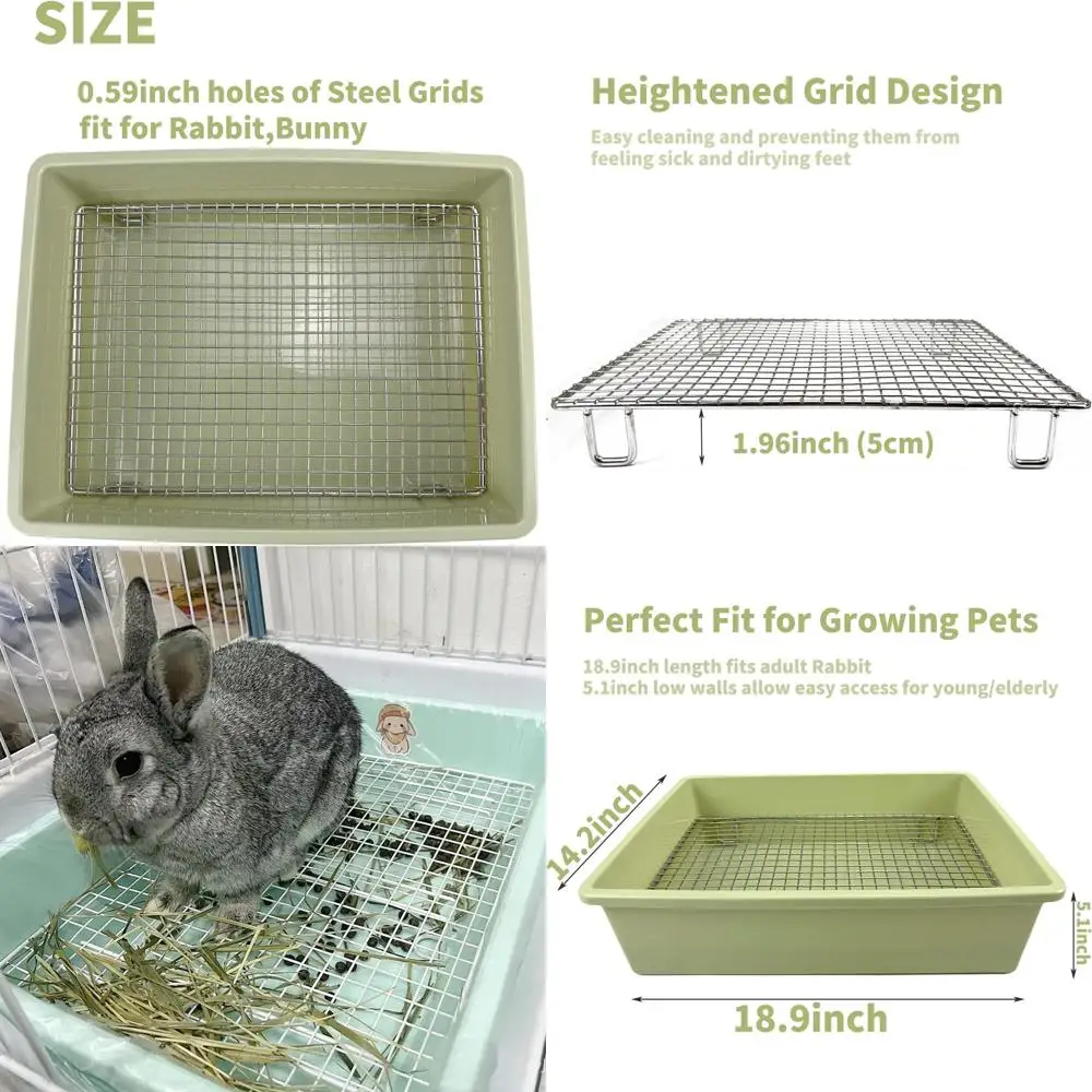 

Модернизированный большой и средний ящик для туалета для кроликов и морских свинок — идеально подходит для кроликов, хорьков и маленьких домашних животных Клетка большой емкости