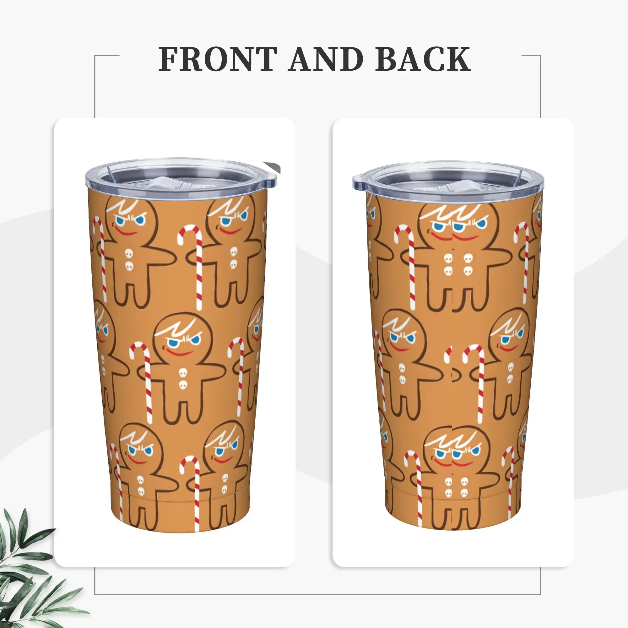 Gingerbrave  Tumbler Vacuum Insulated Cookies Runs Kingdoms Thermal Cup with Lid Straw Double Wall Mug Water Bottle, 20oz