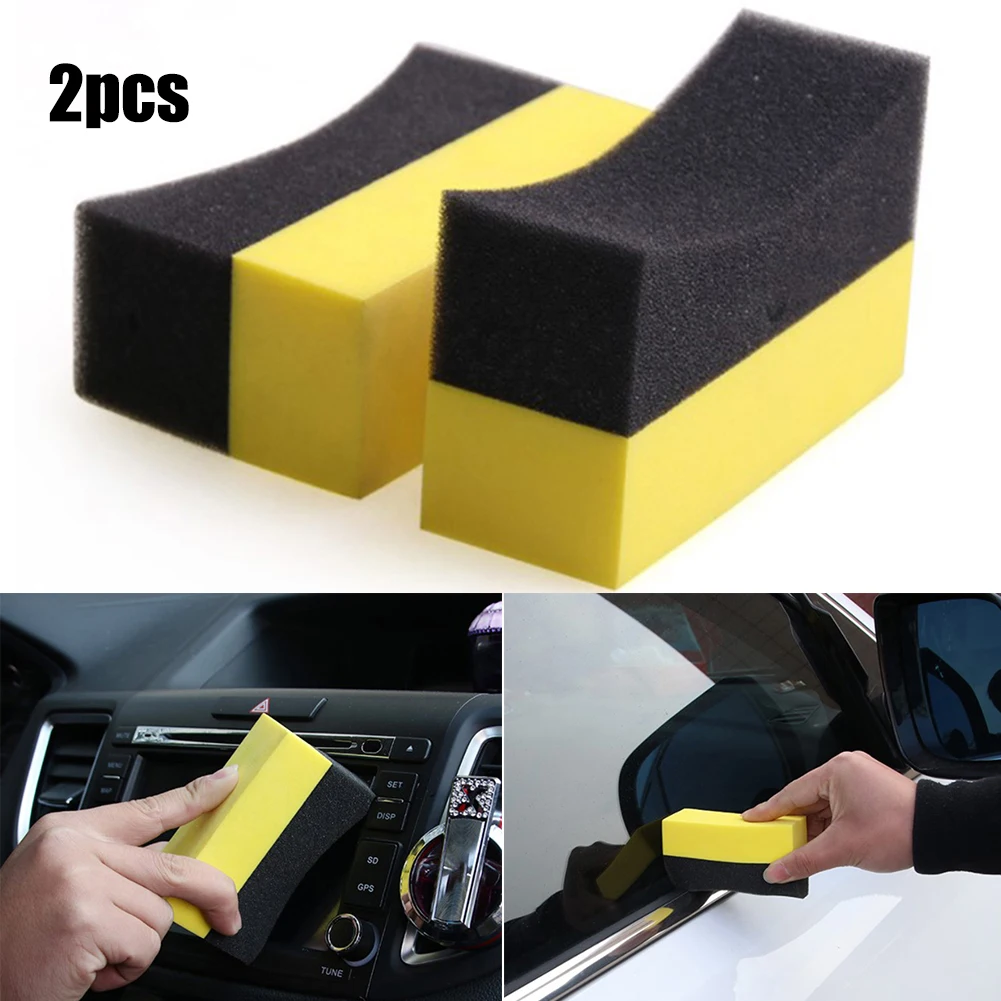 Complete Car Wheel Tire Wash Kit 2Pcs Cleaning Sponge Brush U shape for Precise Tire Washing Long lasting Results