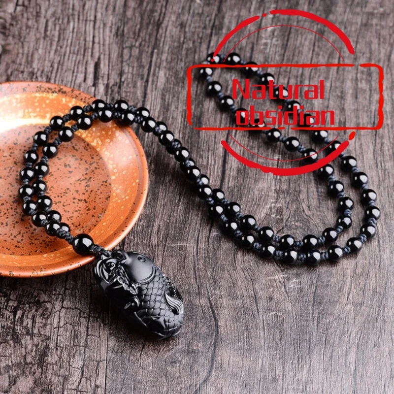 

Необычное популярное ожерелье из натурального обсидиана