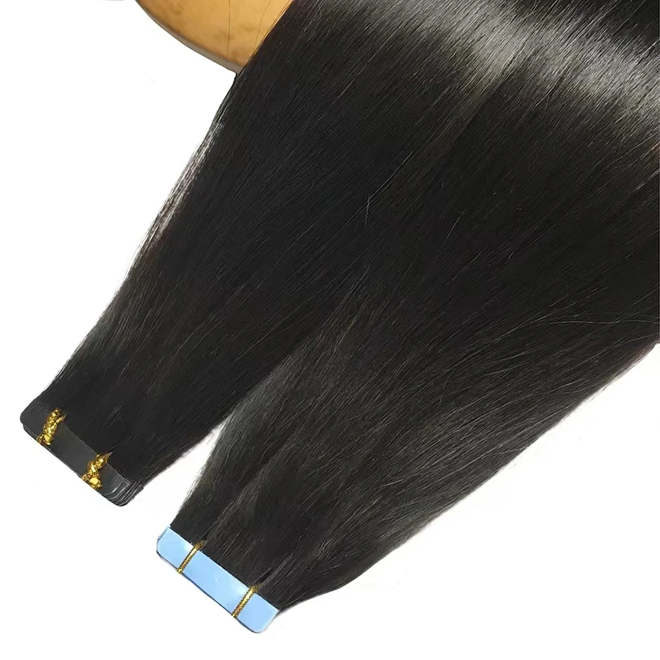 Remy Brazilian Natural Hair Straight Extensions for Women, trama da pele, cola adesiva no salão de beleza, 100% cabelo humano real, qualidade