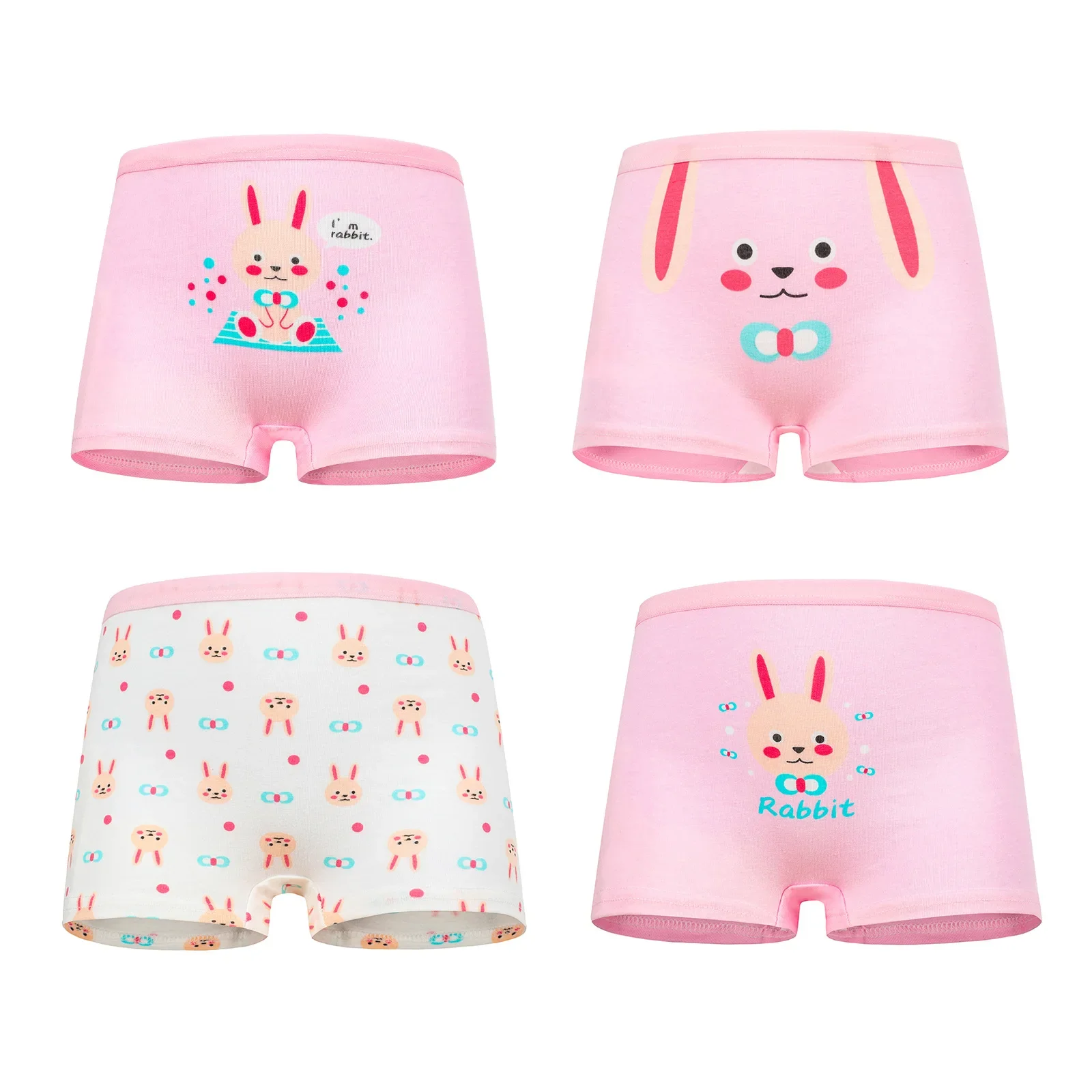 4 Pcs/Lot Children Cotton Underwear Girls Panties Cute Pattern Kids Boxer Briefs Girl Breathable ShortPants 2-10Y