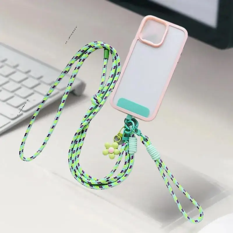 الحلو الملونة طويلة الهاتف الخليوي الحبل انفصال مكافحة خسر الهاتف الكتف الأشرطة بسيطة زهرة قلادة سحر الهاتف المحمول