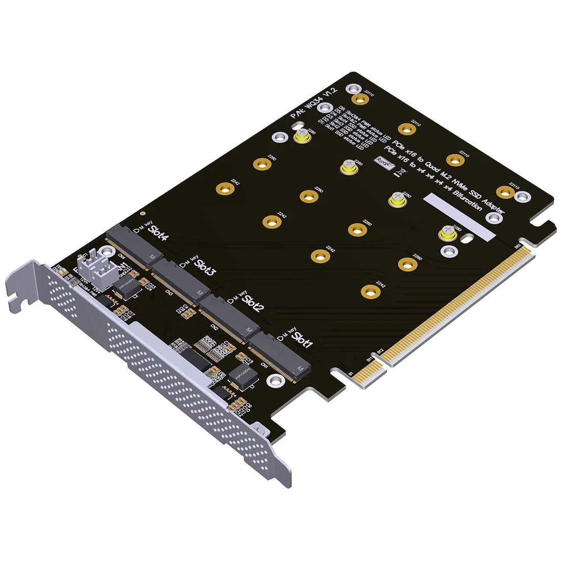 Imagem -03 - para M.2 Nvme 2242 2260 2280 22110 Ssd para Pcie 4.0 Pci Express4.0 X4x4x4x4 Adaptador Cartão de Bifurcação 4-bay Placa Placa de Expansão