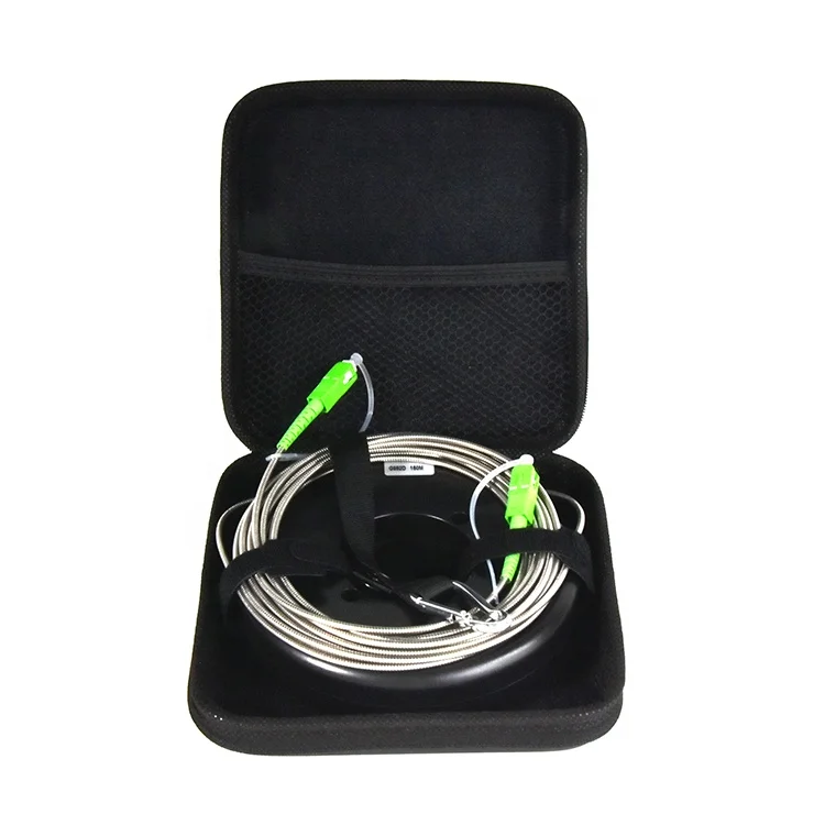 OTDR Launch Cable Box 150M/500M/1KM Single Mode G652D PACBTECH Black FTTX Launch Cable With Metallic Protection Ring