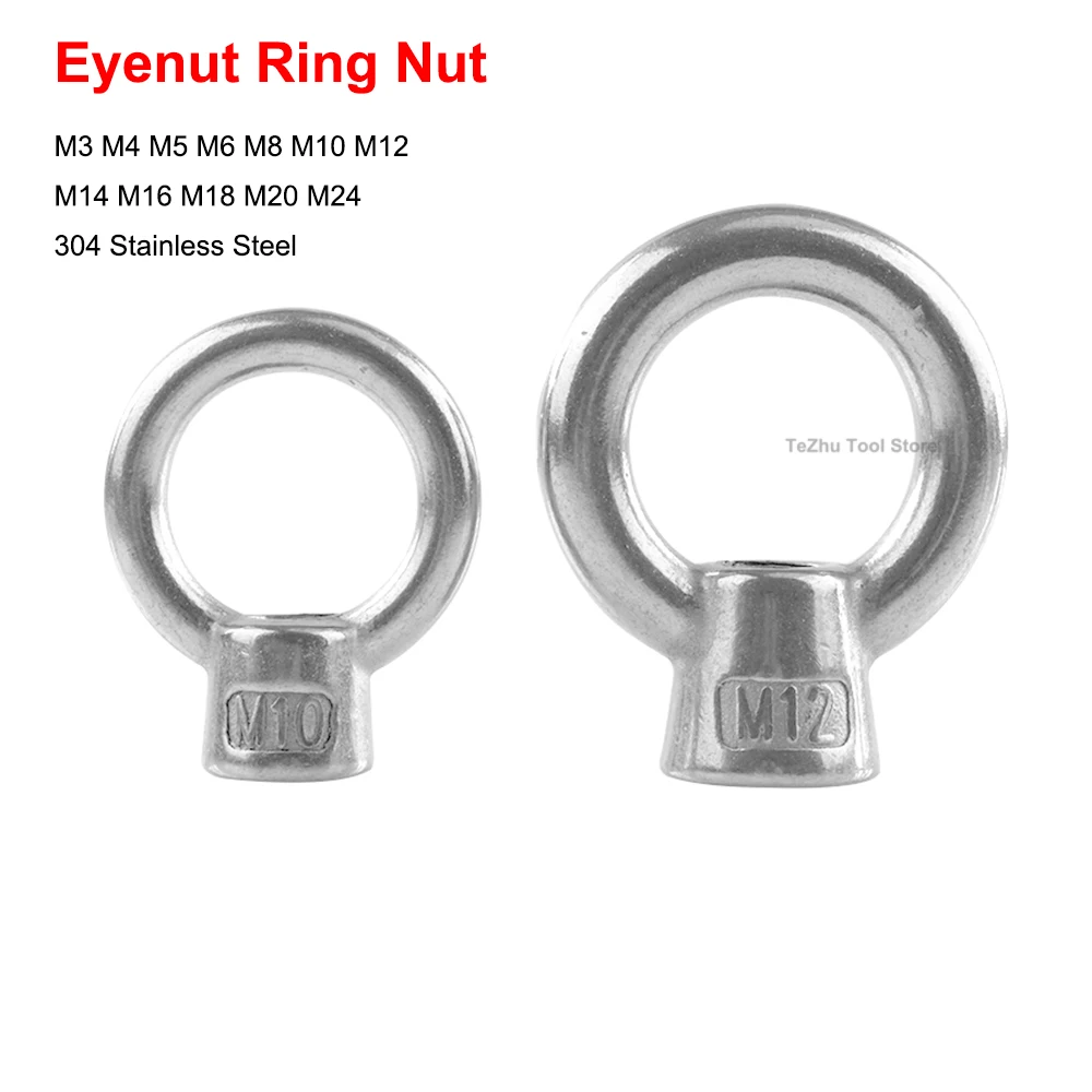 Eye Nuts Stainless Marine Lifting Eyenut Ring Nut Loop Hole For Cable Rope Lifting M3 M4 M5 M6 M8 M10 M12 M14 M16 M18 M20 M24