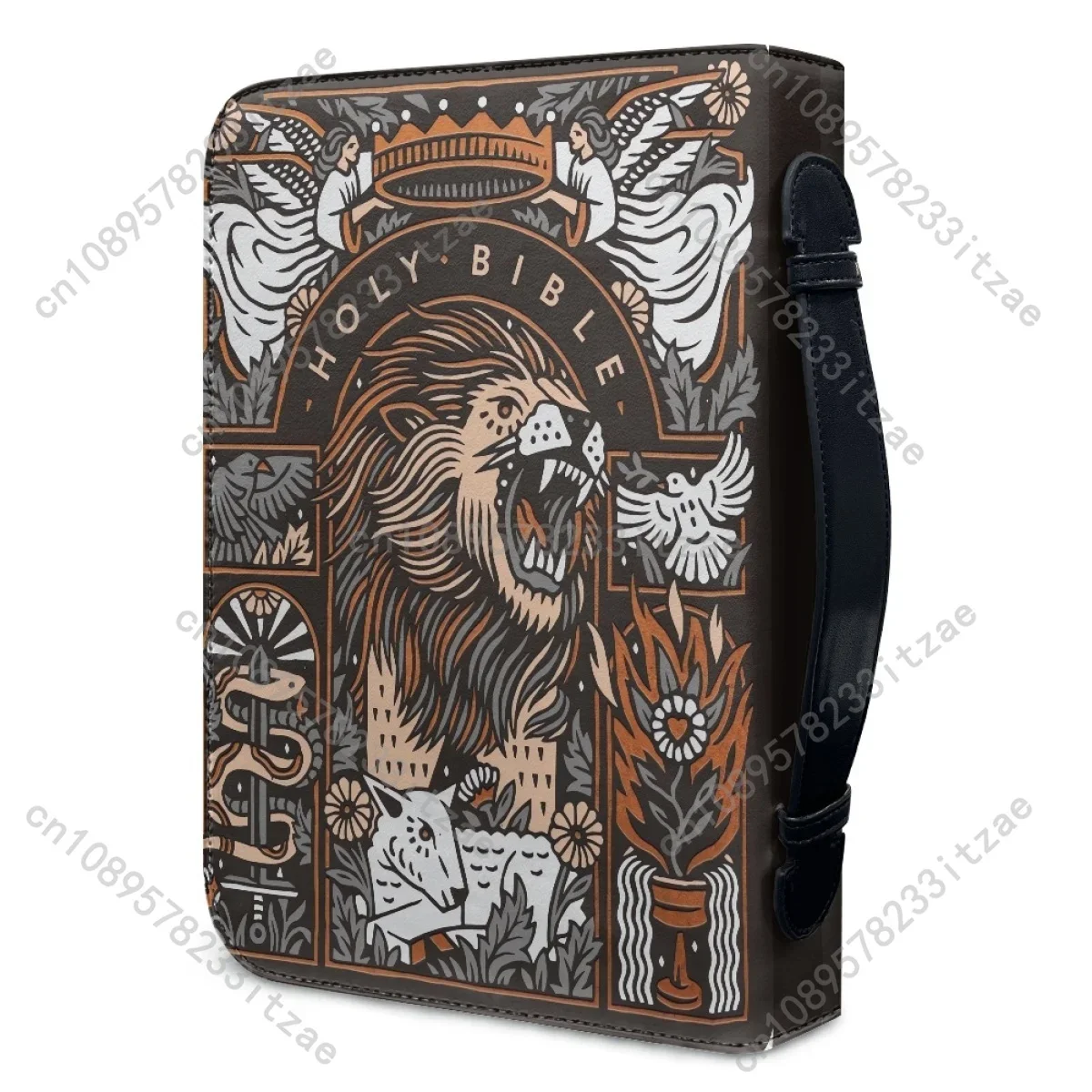 Large Bible Cover Fierce Big Lion Cross Pattern Folder Holder Tool Case Handbag Storage Bag Organizer Easy Gripping To Hold New