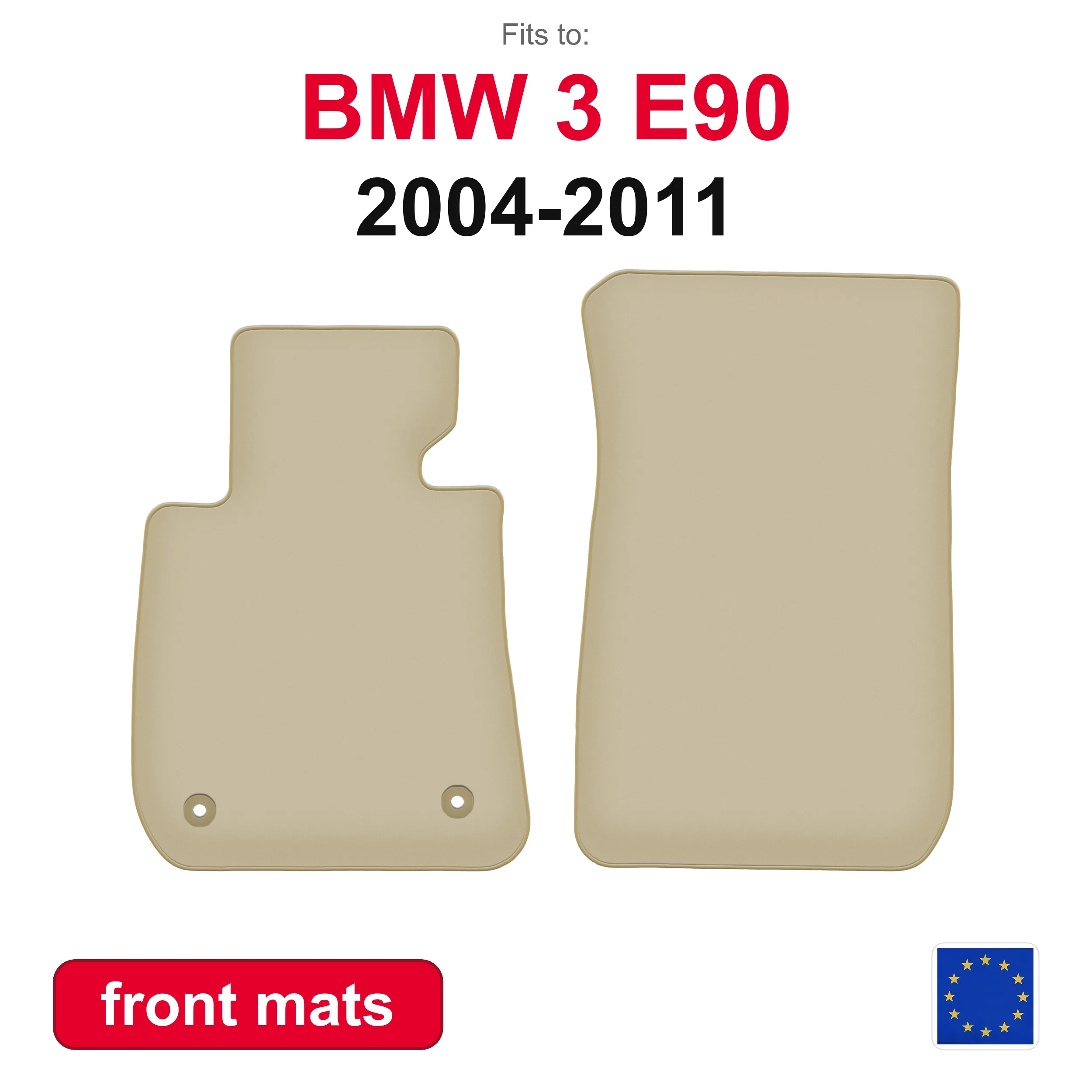 Premium Auto-Fußmatten für BMW 3 E90 Limousine (2004–2011) – beige, maßgeschneidert (2-teiliges Set) für den Fahrzeugboden