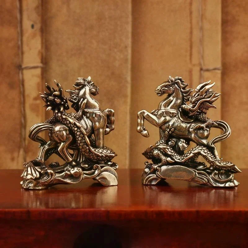 1Pcs Child Riding Home Office Desktop Decoration 2026 Year Of Horse Brass Feng Shui Horse Figurines Miniatures Gift