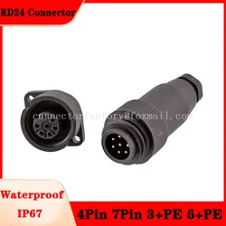 RD24 Connector 4-core 7-core 3+PE 6+PE Plug Socket Welding Wire Screw Socket Waterproof And Heavy-duty J10 Germany  S693