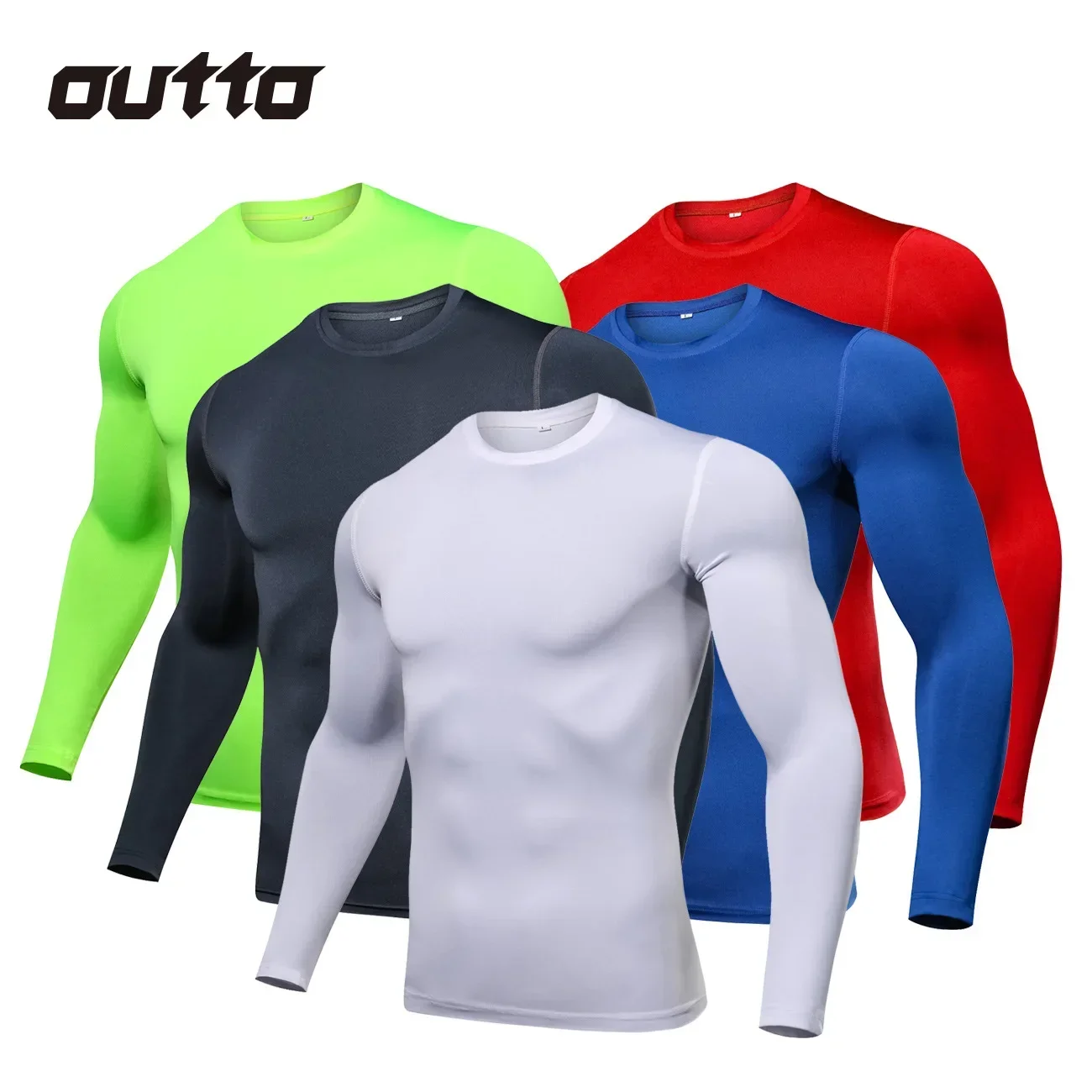 Fitness Quick-drying sports Long-sleeved fitness T-shirt Men's volleyball undershirt Skinny breathable running cycling clothes