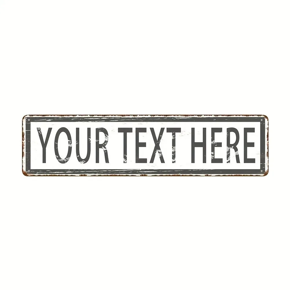 [CIFbuy][2D Flat]Custom Distressed White‑Gray Aluminum Sign,Personalized Custom Text Wall Decor(Only For Decoration)