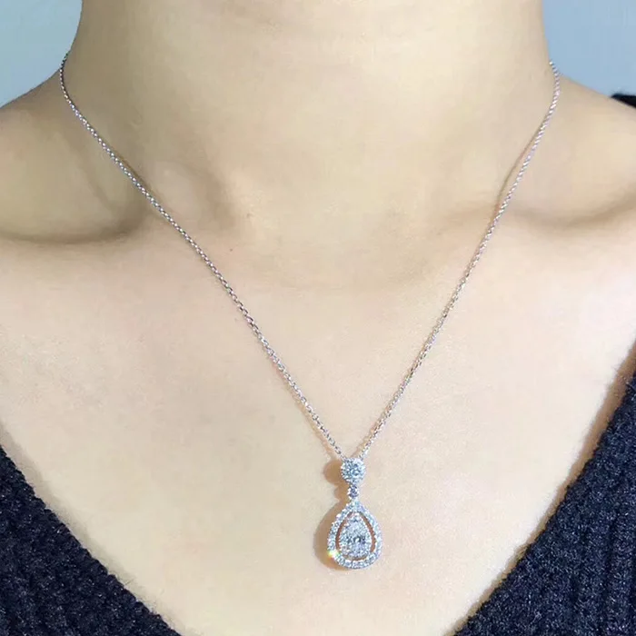 Real Tibetan Silver Water Drop Pendant Necklace for Women Wedding Jewelry High Quality Cubic Zirconia Pendan&Necklace ND685