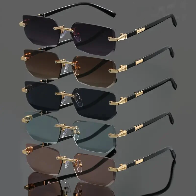 5 قطعة نظارات بدون شفة مستطيل موضة شعبية النساء الرجال ظلال صغيرة مربع نظارات شمسية للإناث الذكور الصيف السفر Oculos #1
