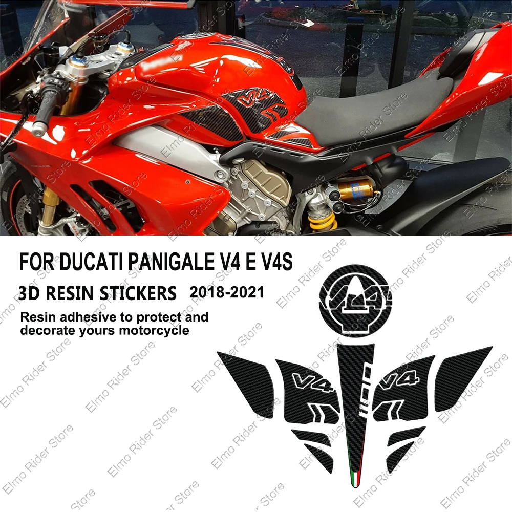 For DUCATI PANIGALE V4 E V4S 2018-2022 Motorcycle 3D Resin Protective Sticker Accessories Tank Pad Kit Stickers