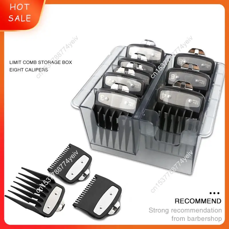 3x caixa de armazenamento base grade para 8 pçs máquina cortar cabelo aparador limite pente guia ferramenta barbeiro para wahl guia pentes a62x