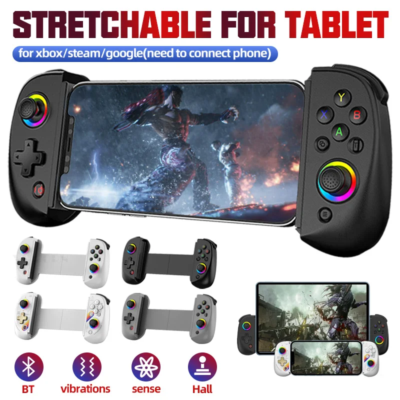 D8 Gaming Dual Hall Flexible RGB Wireless Controller Streaming Gamepad for Tablet Android PS4 Switch PC Joystick