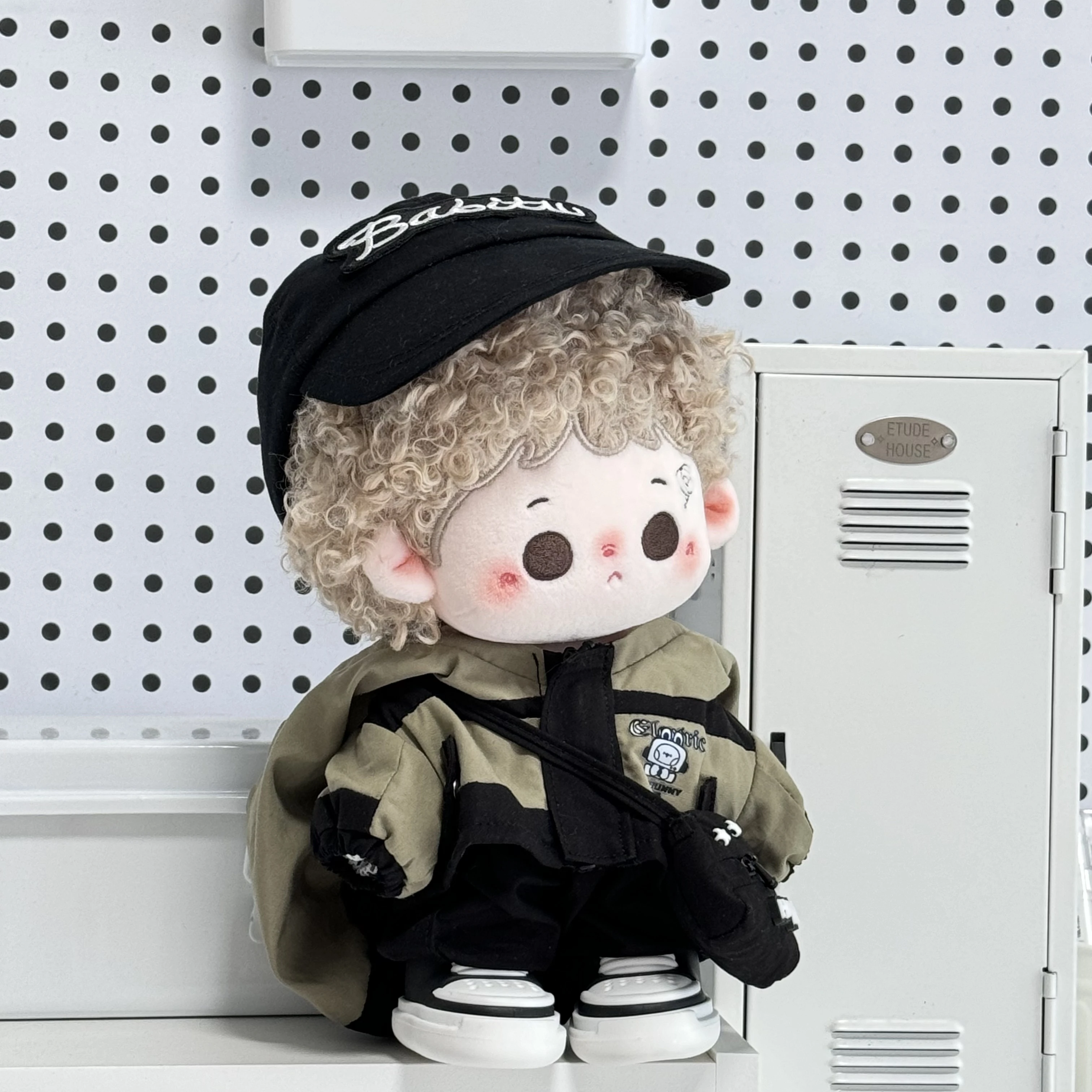 20cm Doll Clothes Street Shoot Hip-hop Cool Guy Fashion Hat Windbreaker Suit Stuffed Plush Doll Akcesoria Anime Toy K