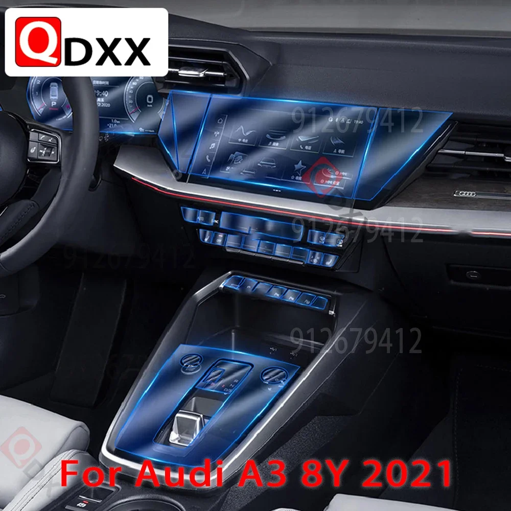

For Audi A3 8Y 2021 Car Interior Center console Transparent TPU Protective film Anti-scratch Navigation film Accessorie LHD RHD