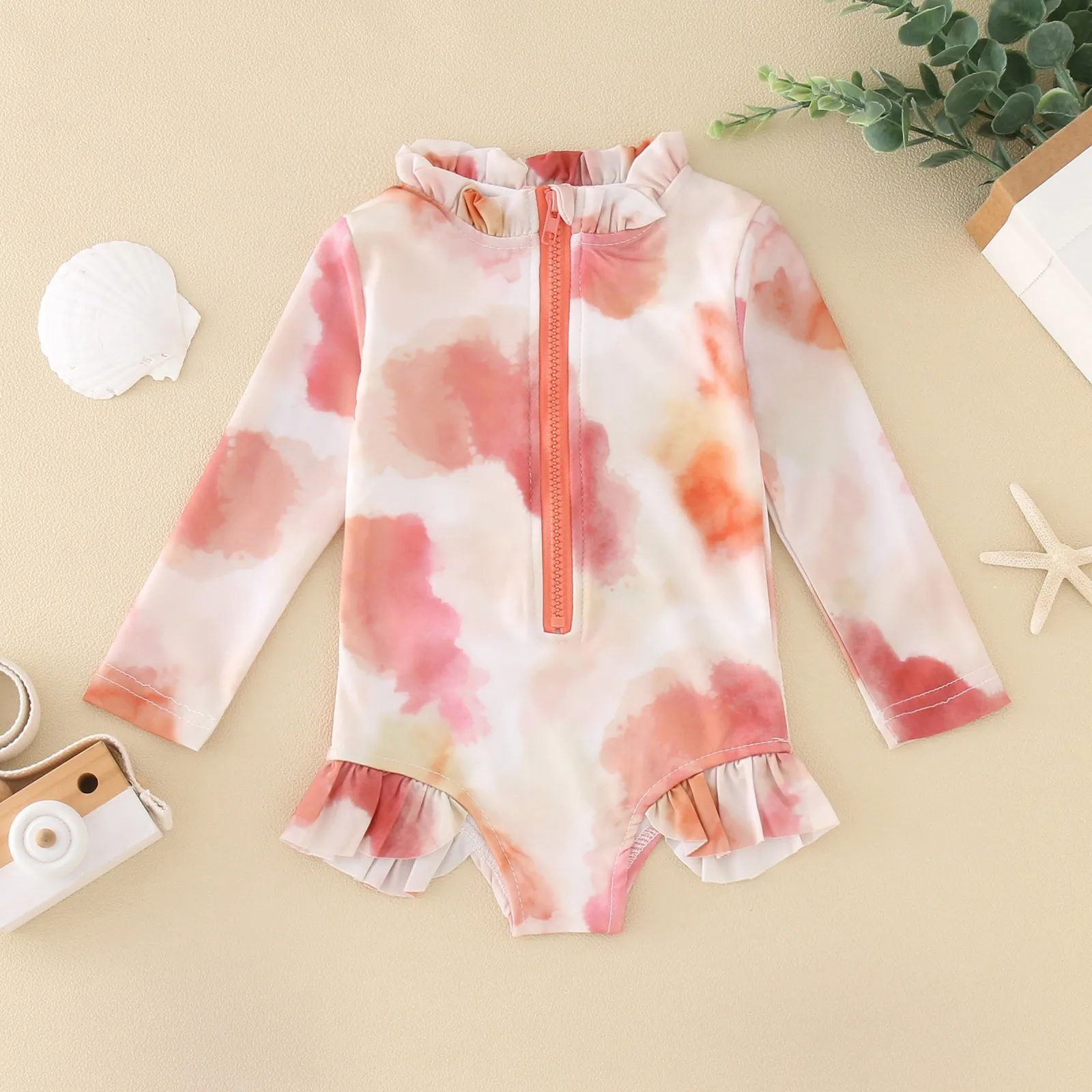 

Girls Swimsuits Size 14 16 Summer Toddler Girls Long Sleeve Ruffles Colour Tie Dye Gradient Prints 1 Piece Swimsuit Kids Girls