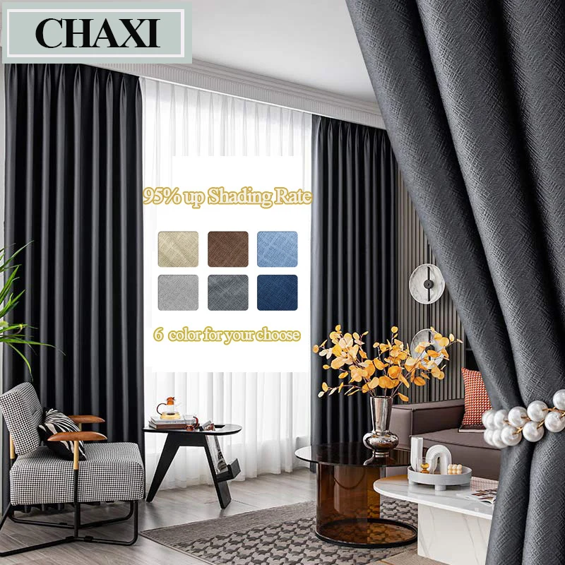 CHAXI  Blackout Curtain Blinds Solid Thermal Insulated Window Cortinas Treatment Drapes for Living Room Draperies for Bedroom