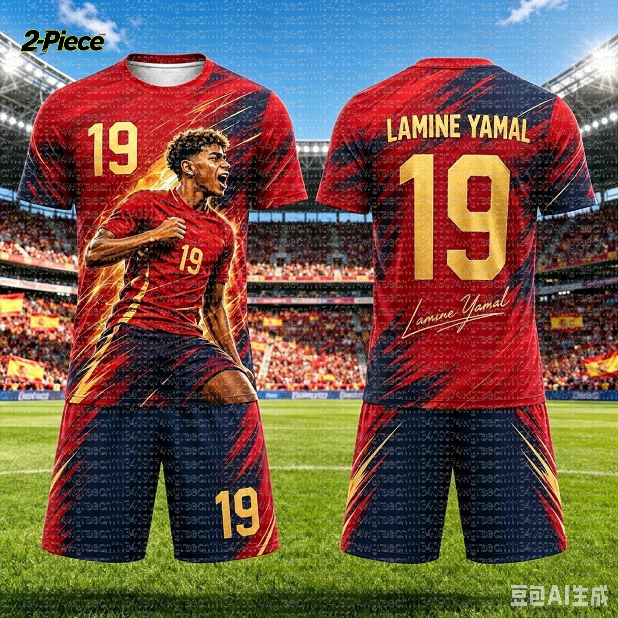 2026 Neues Spezial-Yamal Nr.19 Fan-Fußballtrikot-Set mit Shorts für Damen, Herren und Kinder – Spanien-Fanshirt und Shorts, 2-teiliges Sommer-Set – Detail 8