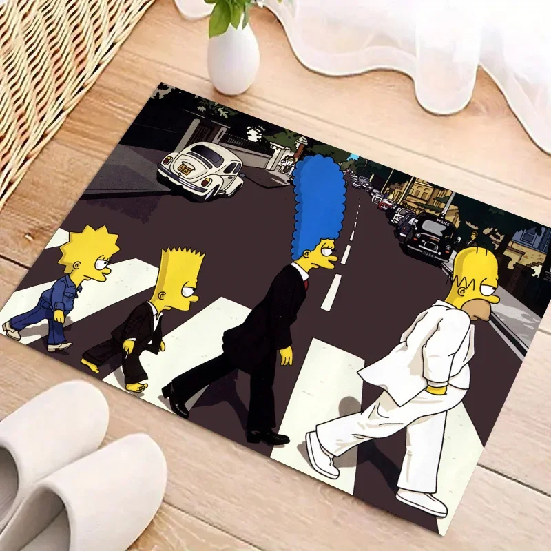 Flannel Printed The Simpsons Door Mat Homer Bart Lisa And Family Design Soft Non Slip Floor Rug For Home Living Room Decor