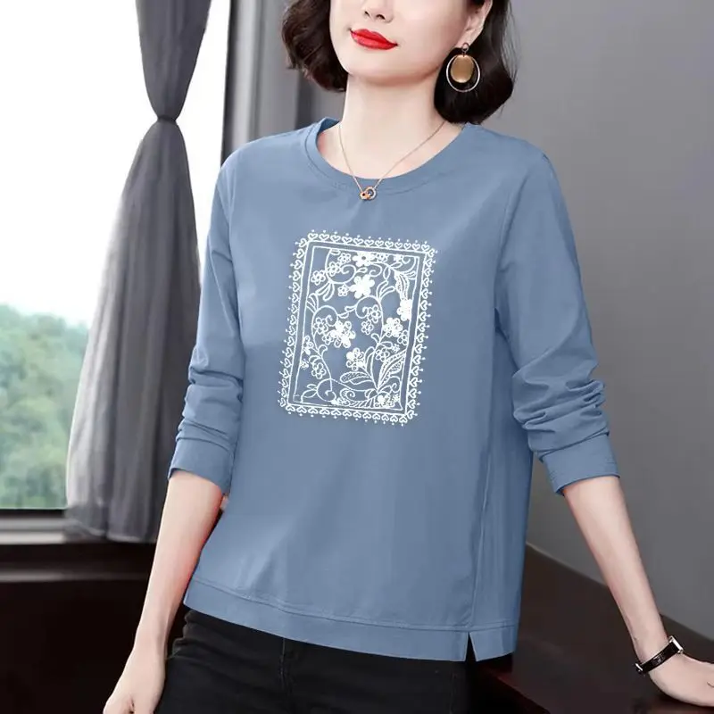 

Women Clothing Long Sleeve Loose Printing Street Casual Tops O Neck Plus Size Vintage T Shirts Harajuku Fashion Spring Autumn