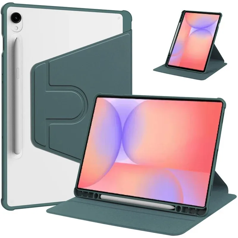 Rotation Cover For Samsung Galaxy Tab S10 Lite 10.9inch 2025 Acrylic Clear Back Stand Tablet Case SM-X400/X406B With pencil slot