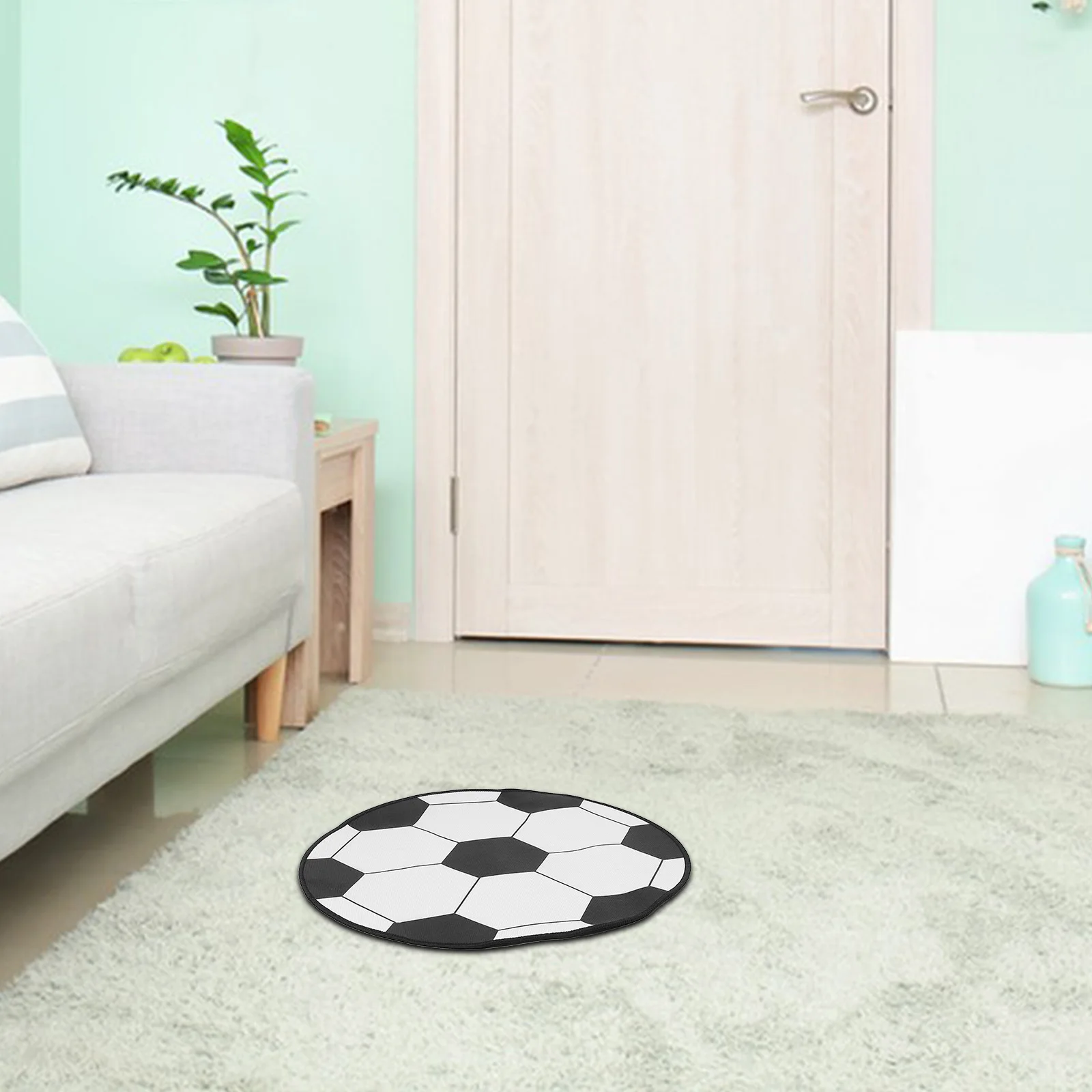Soccer Area Rug Round Shaped Football Carpet Decorative Mat for Home Decoration Round Soccer Rug Football Carpet