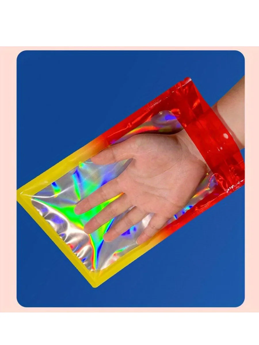 50/100 stuks holografische ritszakken, leuke cartoon sieraden snoep snack plastic opslagverpakking voor Kerstmis Nieuwjaar feestcadeaus - afbeelding 2