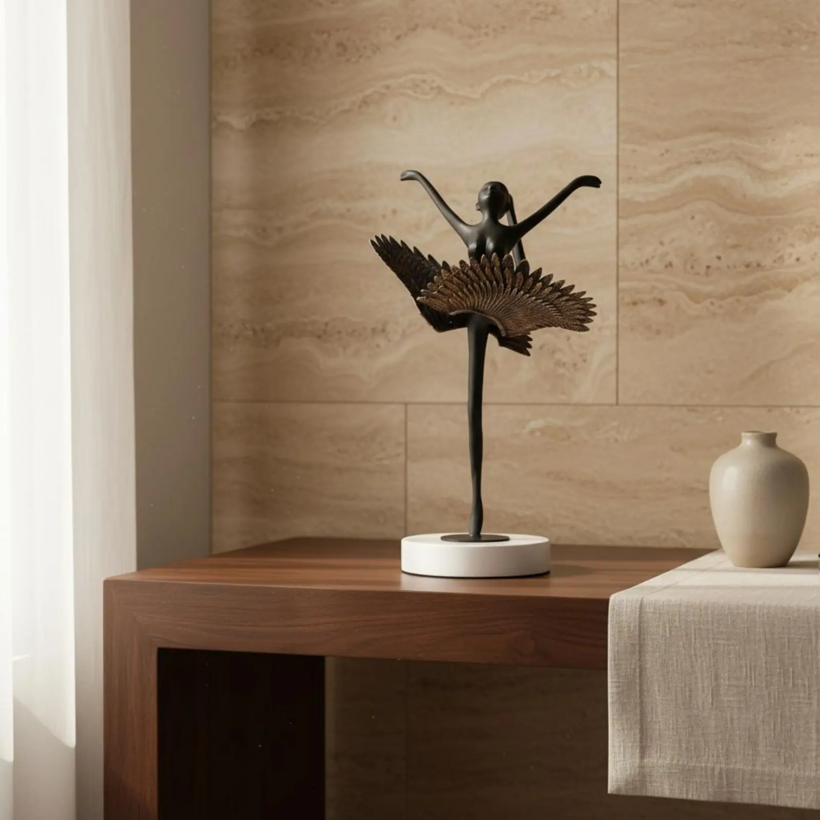 Estatua Niña Bailarina Ángel Vintage – Escultura Ballet Decorativa - imagen 3