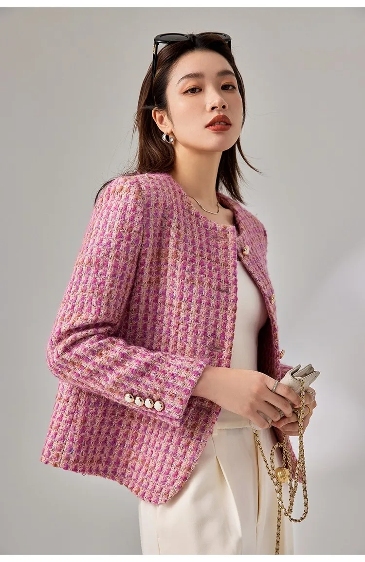 

Womens Luxe ribbed tweed wool coat