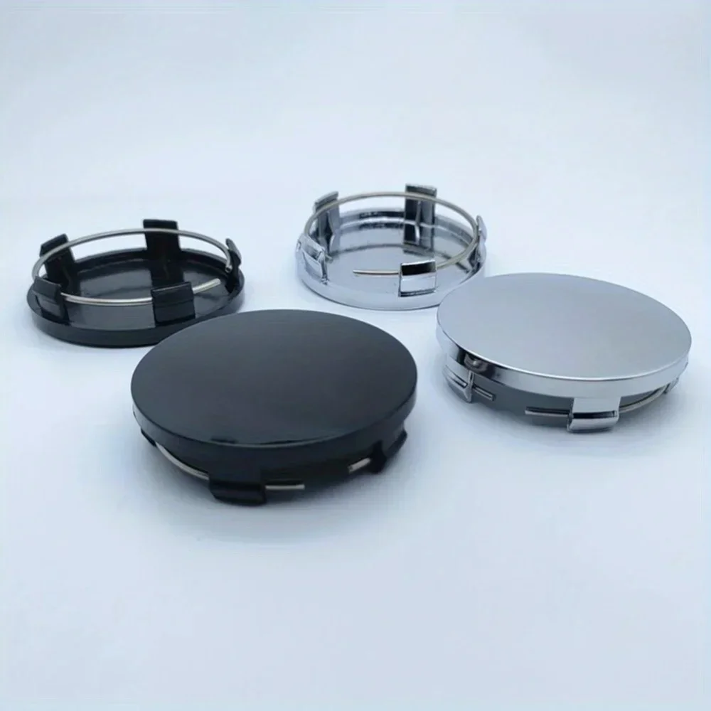 4Pcs 60mm ABS Wheel Hub Center Caps, Universal Snap-in Cover, Anti-fall UV Resistant for Car Truck, Black Silver Optional