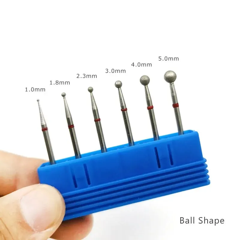 HYTOOS Ball Diamond Nail Drill Bits 6PCS/Set Fine Grit Rotary Cuticle Clean Burr Manicure Bit Drill Machine Accessories