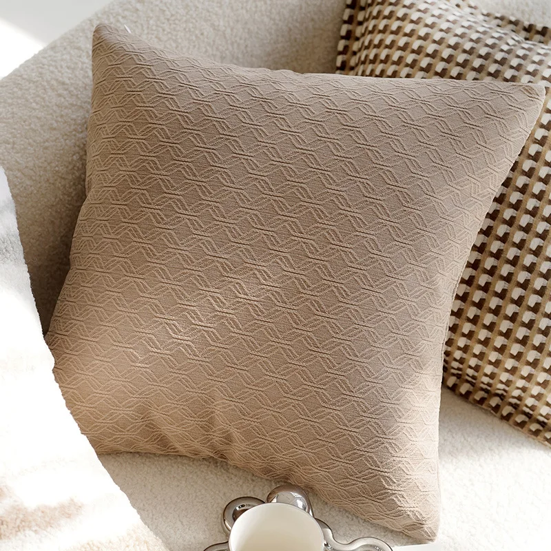 Pillow Cover in Cream Color, High-end Retro Style, Knotted Pillowcase, Sofa, Brown Waist Pillow, Cushion Cover 45x45cm