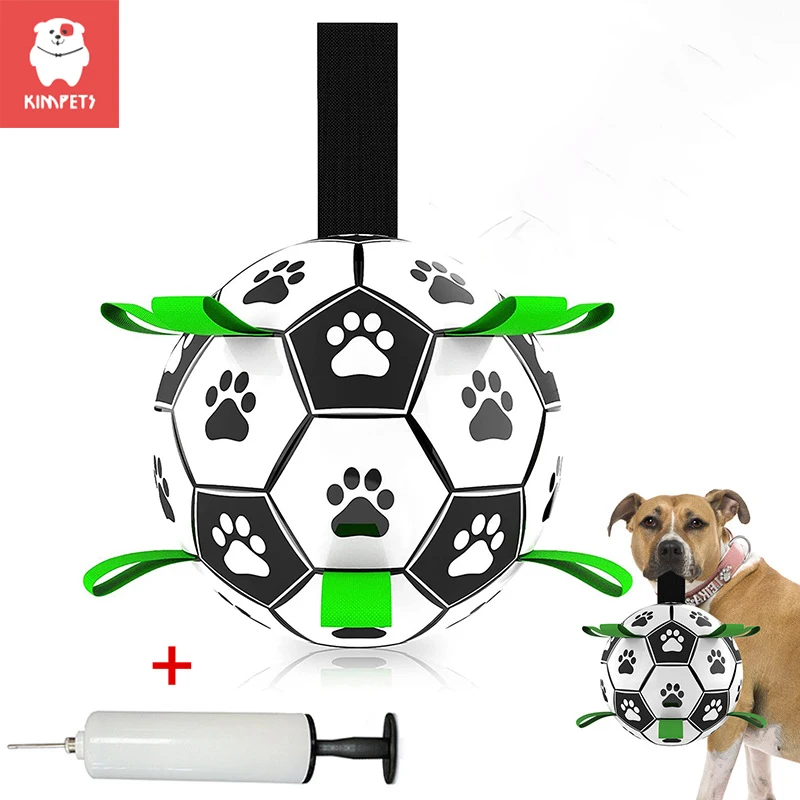 Kimpets-Juguetes De Fútbol interactivos para perros y niños, pelotas de entrenamiento al aire libre para morder, pelota deportiva para morder,