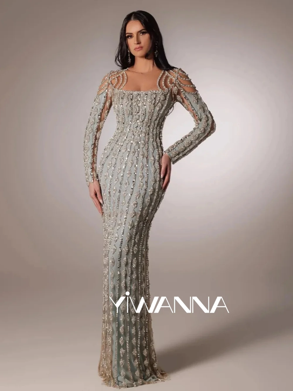 2025 Exquisitos vestidos De noche con cuentas De lentejuelas, vestido recto De manga larga para graduación, vestido De fiesta De boda, bata personalizada De boda