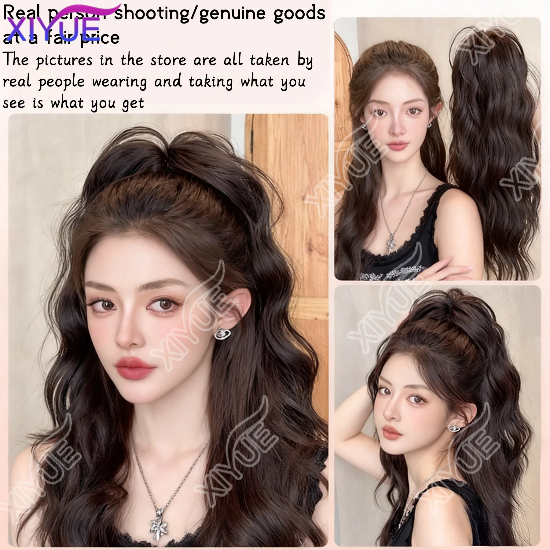 وصلات ذيل حصان صناعية، وصلات شعر كلاسيكية فضفاضة ومموجة ومموجة بمشبك على شكل ذيل حصان للنساء من متجر SYWY (4