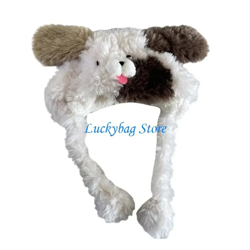

X7XE Dog Ear Hat Thick Plush Ear Flaps Animal Hat for Outdoor and Indoor Use