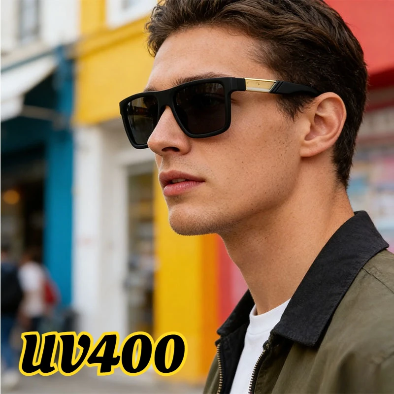 

New Fashionable Square-Frame Polarized Sunglasses for Men Classic Driving Shades UV-Protective Sunglasses for Outdoor Travel