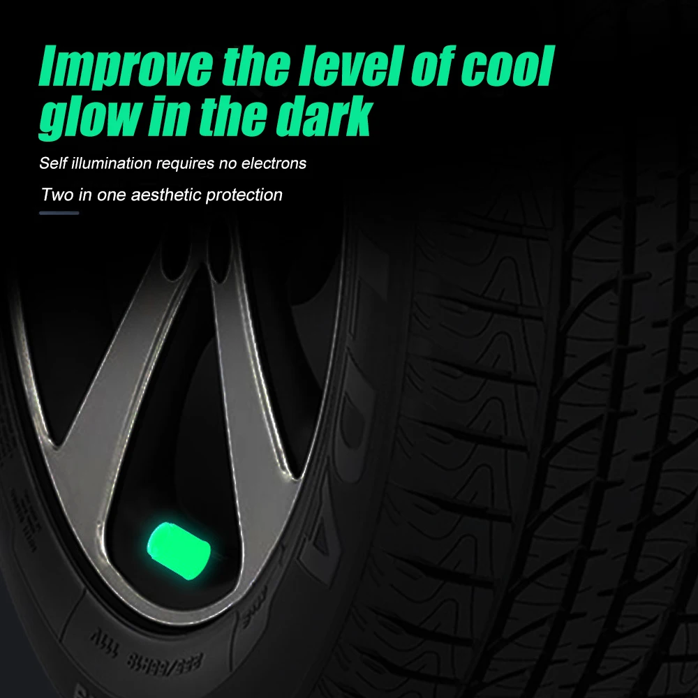 10Pcs/Set Universal Luminous Valve Caps Fluorescent Tire Stem Caps Valve Cover Glow Tire Air Wheel Caps for Cars Motorcycle Bike