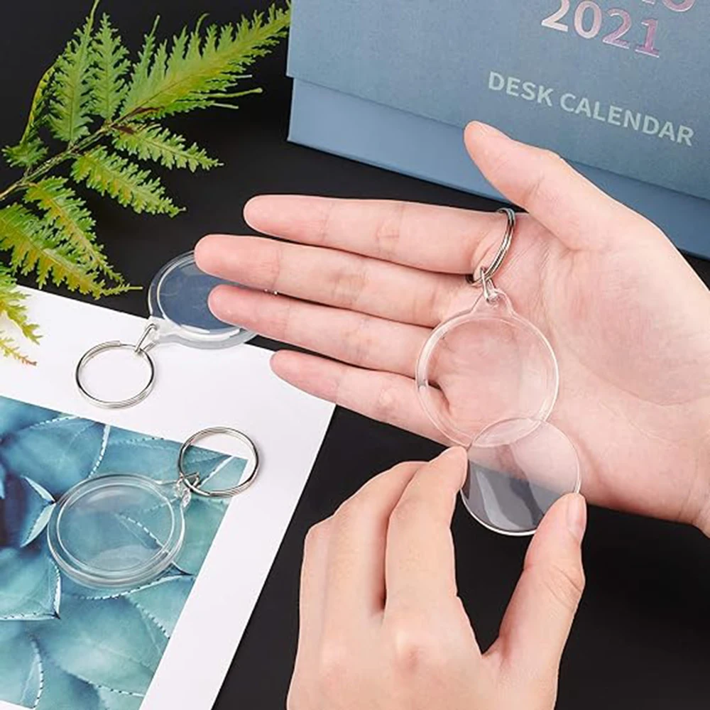 30 Stück Runde Acryl-Fotorahmen-Schlüsselanhänger zum Einstecken, personalisierbar, Acryl-Foto-Rohlinge, Schlüsselanhänger, Taschenanhänger für DIY-Projekte – Detail 6