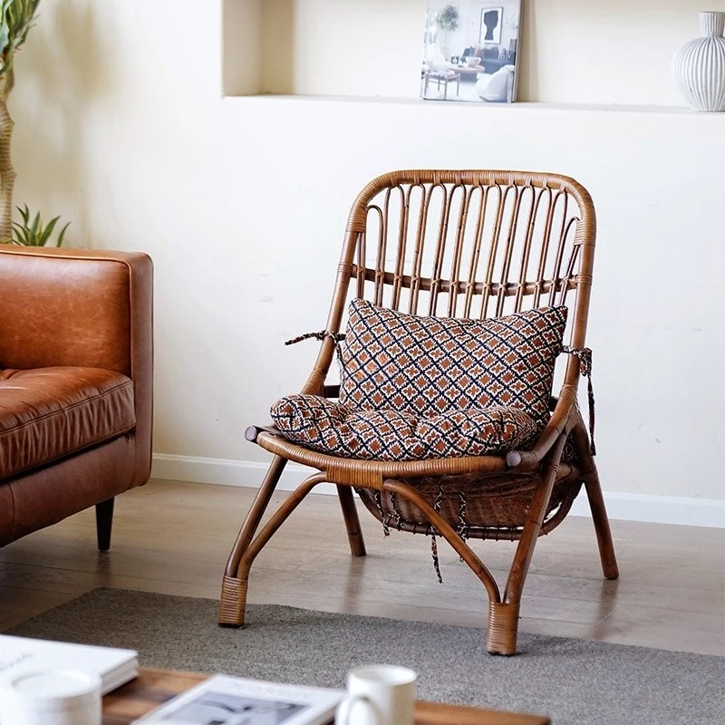 Nordisch, Retro, Liegestuhl, natürlich, indonesisch, Rattan, Zuhause, faul, lässig, Nickerchen, Balkon, Rattanstuhl