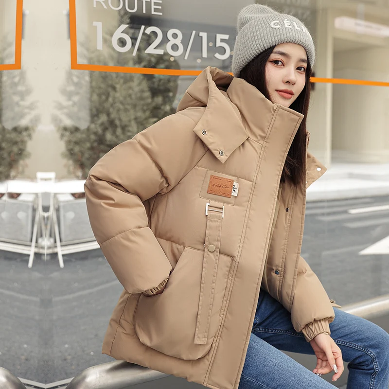 

Down Cotton Jacket Winter New Women's Thicked Hooded Cotton-padded Coats 2023 Korean Loose Warm Outerwear Casual Short Parkas